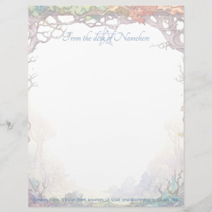 Create Your Own Mulitcolored Rainbow Forest Scenic Custom Letterhead