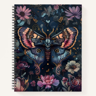 Create Your Own Multicolored Fantasy Moth Floral Notebook