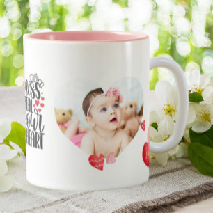 Create your own Mum Baby Heart Photo Text Modern Two-Tone Coffee Mug