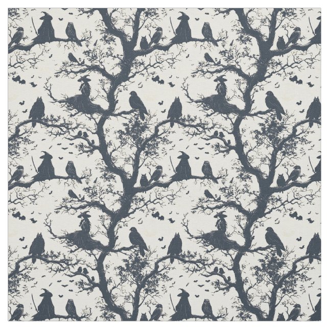 Create Your Own Musing Witch Birds Ivory Toile Fabric (Swatch)