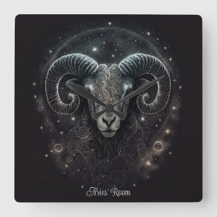 Create Your Own Mystical Astrology Aries Zodiac Square Wall Clock