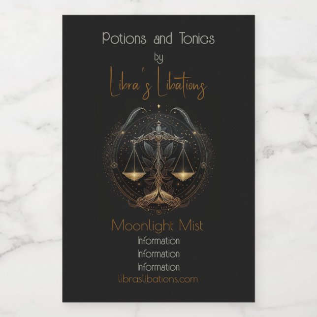 Create Your Own Mystical Astrology Libra Zodiac Wine Label (Single Label)