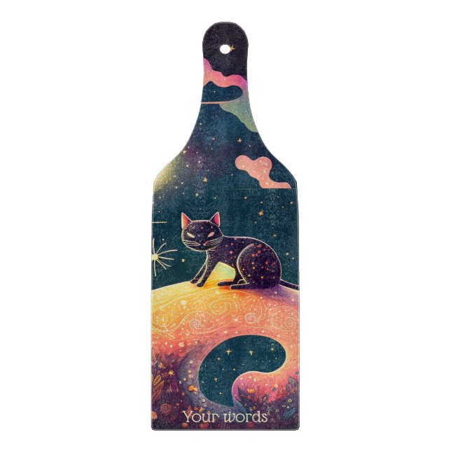 Create Your Own Mystical Black Cat Landscape Cutting Board (Front)