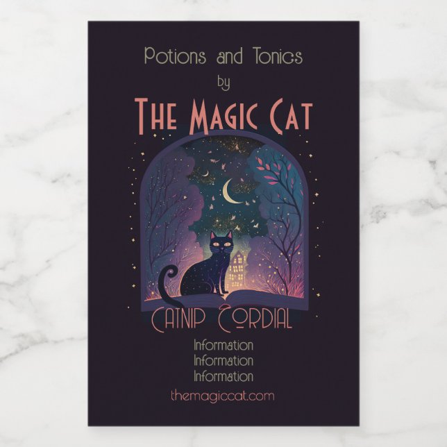 Create Your Own Mystical Black Cat Magic Window Wine Label (Single Label)