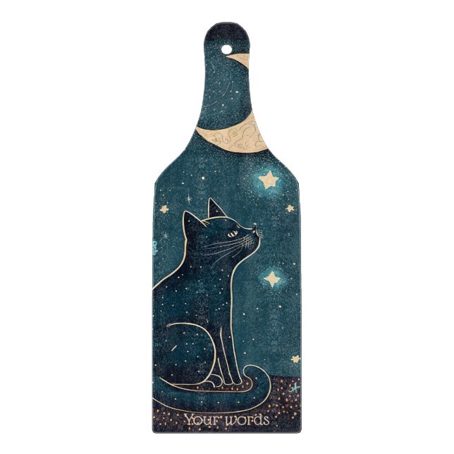 Create Your Own Mystical Black Cat & Wildflowers Cutting Board (Front)