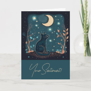 Create Your Own Mystical Black Cat & Wildflowers Holiday Card