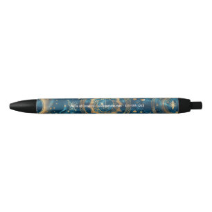 Create Your Own Mystical Blue & Gold Celestial Black Ink Pen
