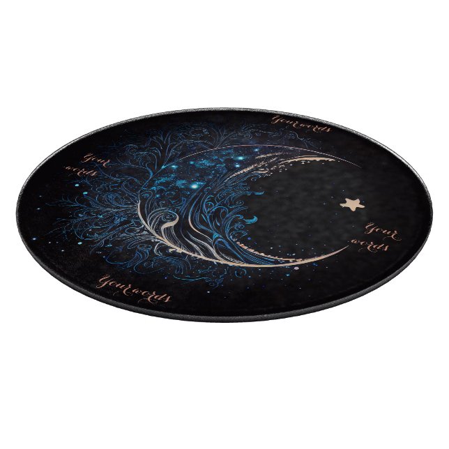 Create Your Own Mystical Blue & Gold Moon Altar Cutting Board (Corner)