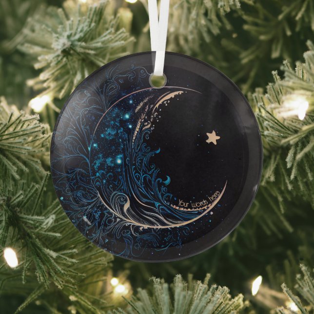 Create Your Own Mystical Blue & Gold Moon Glass Tree Decoration (Insitu)