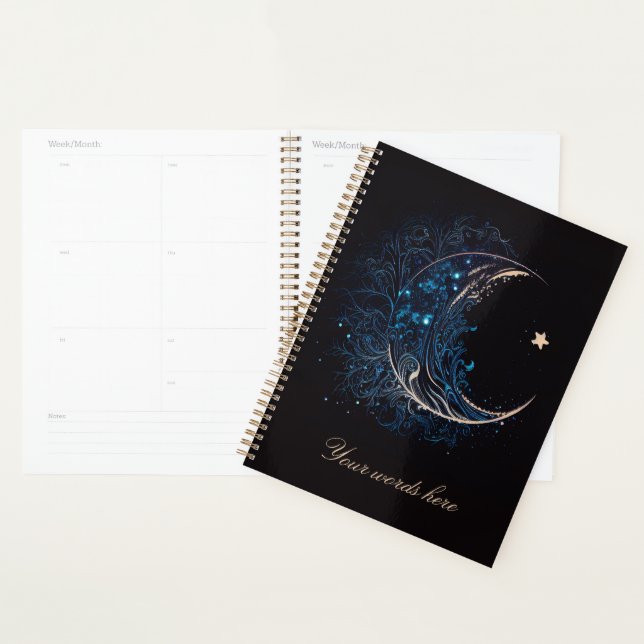 Create Your Own Mystical Blue & Gold Moon Planner (Display)