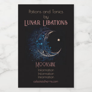 Create Your Own Mystical Blue & Gold Moon Wine Label