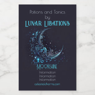 Create Your Own Mystical Blue & Silver Moon Wine Label