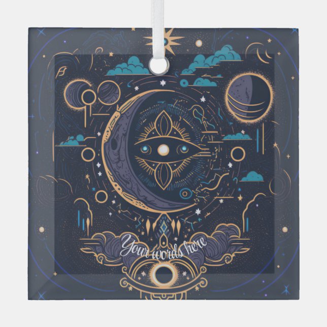 Create Your Own Mystical Celestial Lunar Glass Tree Decoration (Front)