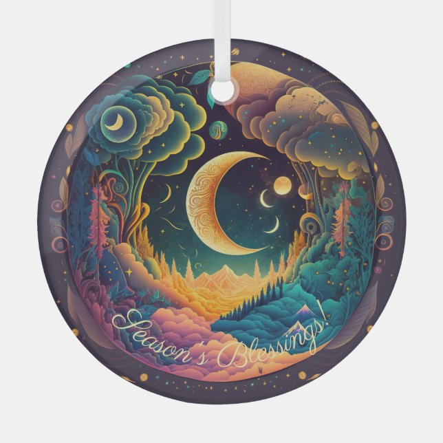 Create Your Own Mystical Crescent Moons Forest Glass Tree Decoration (Front)