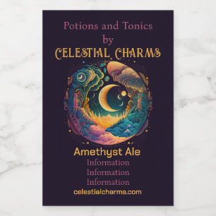 Create Your Own Mystical Crescent Moons Forest Wine Label