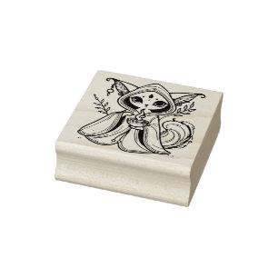Create Your Own Mystical Feline Seer Fire Magic Rubber Stamp
