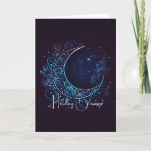 Create Your Own Mystical Filigree Moon Holiday Card