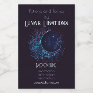 Create Your Own Mystical Filigree Moon Wine Label