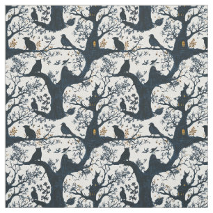 Create Your Own Mystical Forest Birds Ivory Toile Fabric