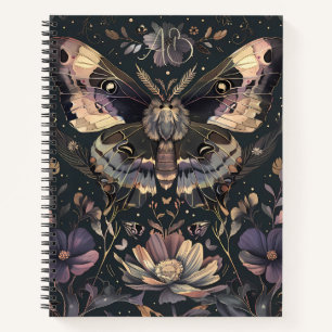Create Your Own Mystical Golden Mauve Moth Floral Notebook