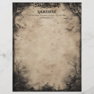 Create Your Own Mystical Gothic Floral Stationery Custom Letterhead