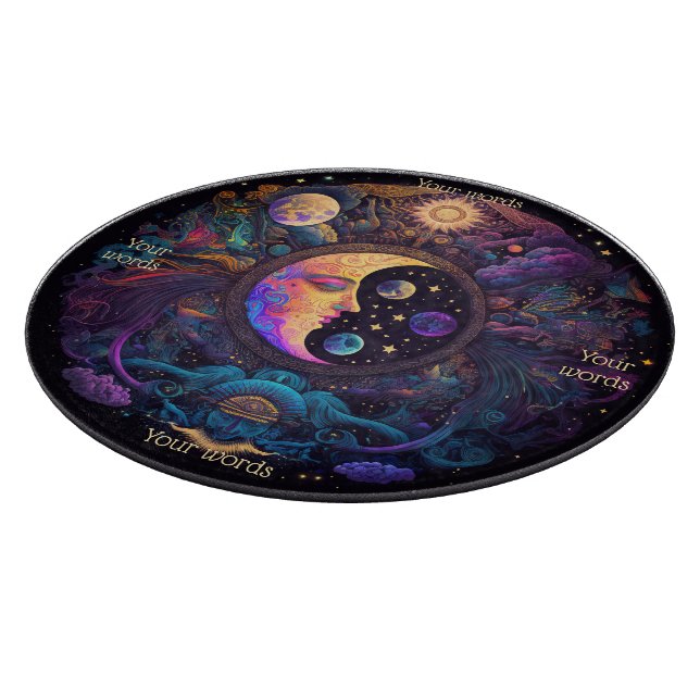 Create Your Own Mystical Man in Moon Cutting Board (Corner)
