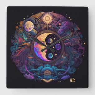 Create Your Own Mystical Man in Moon Square Wall Clock