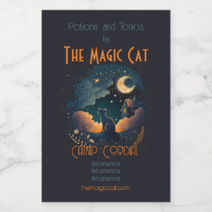 Create Your Own Mystical Midnight Black Cat Wine Label