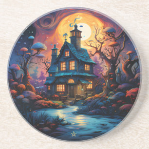 Create Your Own Mystical Moonlit Witch Cottage Coaster