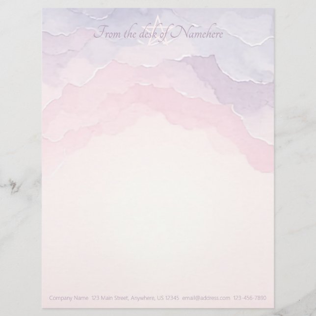 Create Your Own Mystical Pink Purple Clouds Custom Letterhead (Front)