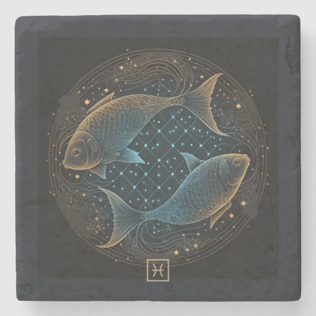 Create Your Own Mystical Pisces Stone Coaster (Front)