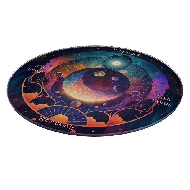 Create Your Own Mystical Rainbow Crescent Moon Cutting Board (Corner)