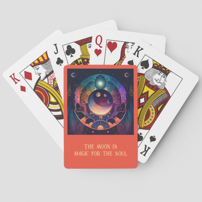 Create Your Own Mystical Rainbow Crescent Moon Playing Cards (Back)