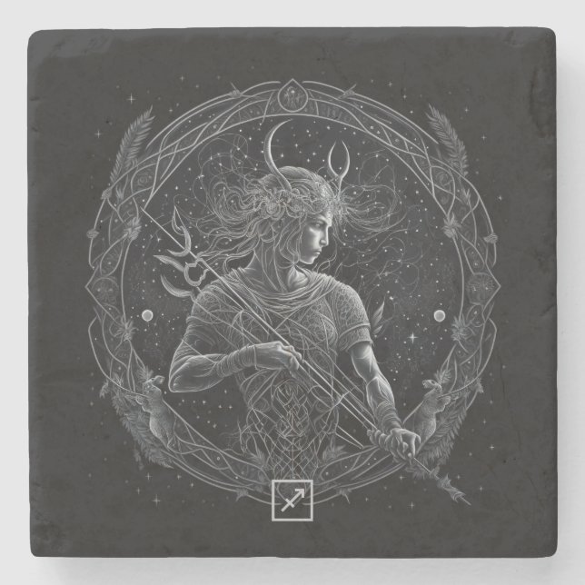 Create Your Own Mystical Sagittarius Stone Coaster (Front)
