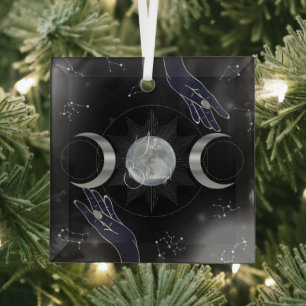 Create Your Own Mystical Silver Triple Moon Tarot Glass Tree Decoration