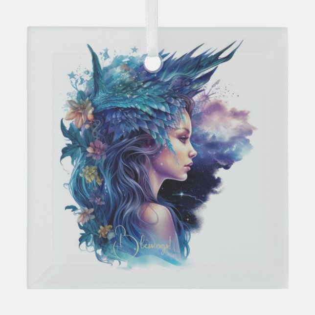 Create Your Own Mythical Amphitrite Nymph Glass Tree Decoration (Front)