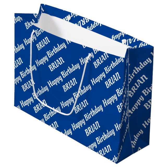 Create Your Own Name Birthday Large Gift Bag (Front Angled)