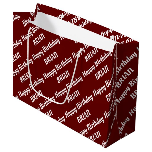 Create Your Own Name Birthday Large Gift Bag (Front Angled)