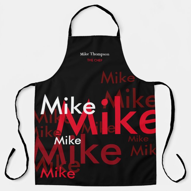 create your own name customised  black apron (Front)