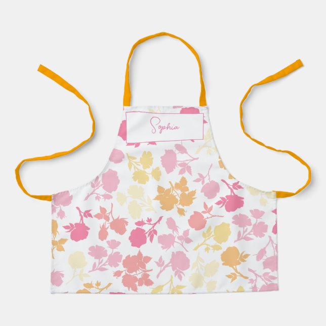 create your own Name Flowers Print Apron for Kids (Front)