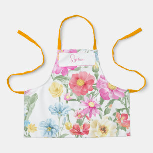 create your own Name Flowers Print Apron for Kids