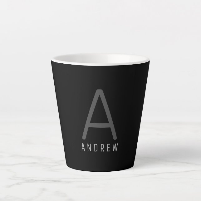 Create Your Own Name Initial Monogram Latte Mug (Front)