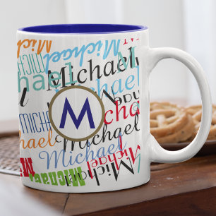 Create your own name pattern colour Two-Tone coffee mug