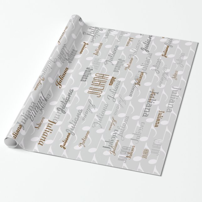 create your own name pattern . musical notes wrapping paper (Unrolled)