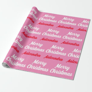 Create Your Own Name Pink Christmas  Wrapping Paper