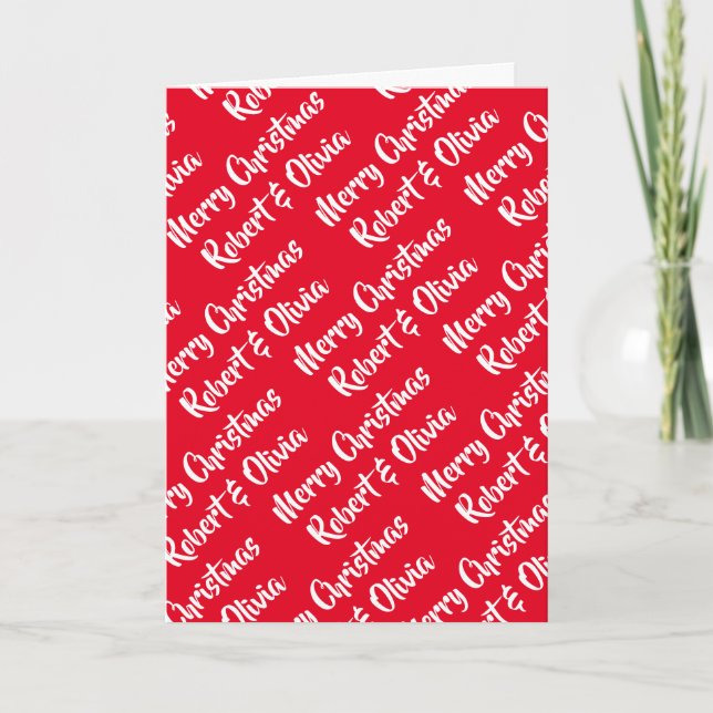 Create Your Own Name Red Christmas Card (Front)