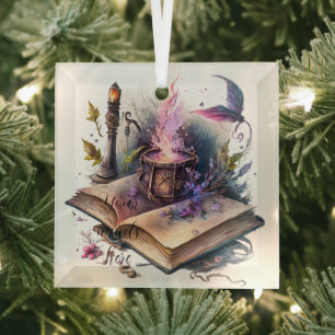 Create Your Own Nature Witch Spell Book Glass Tree Decoration