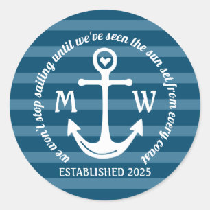 Create Your Own Nautical Anchor Heart Coastal Logo Classic Round Sticker