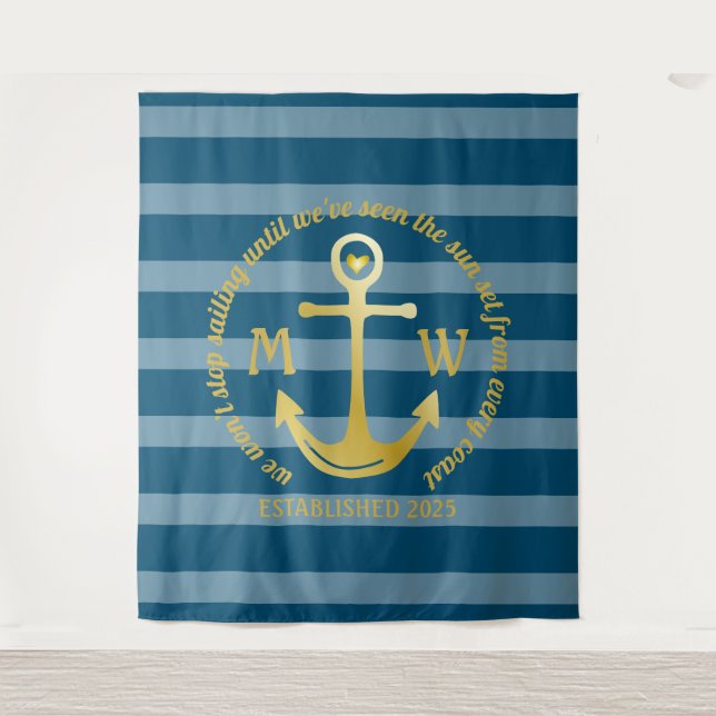Create Your Own Nautical Anchor Heart Coastal Logo Tapestry (Front)