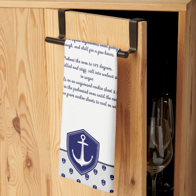 Create your own Nautical Anchor Recipe keepsake  Tea Towel (Thirds Fold)